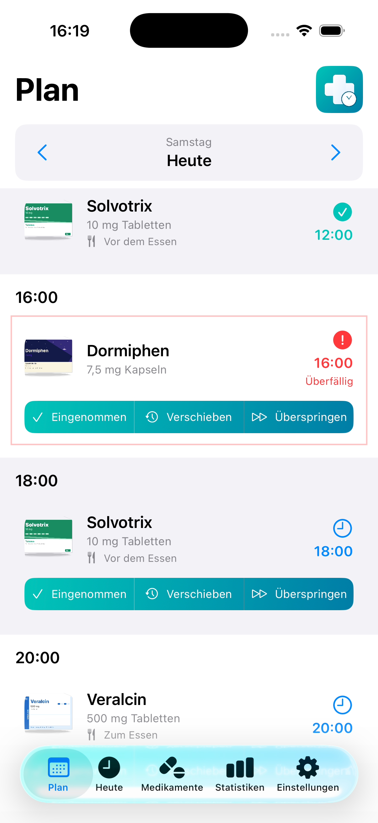 MediDose komplexe Einnahmepläne
