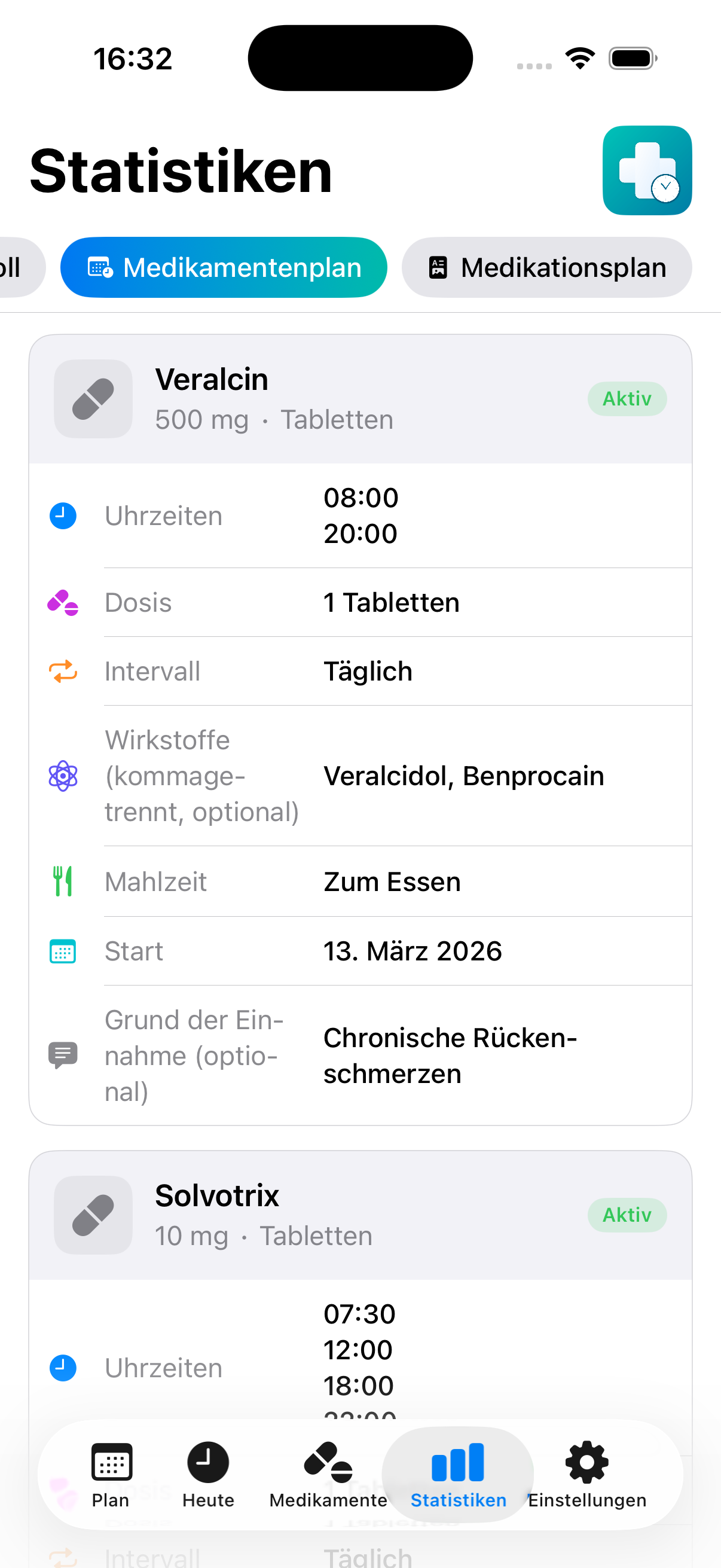 MediDose Wochenübersicht